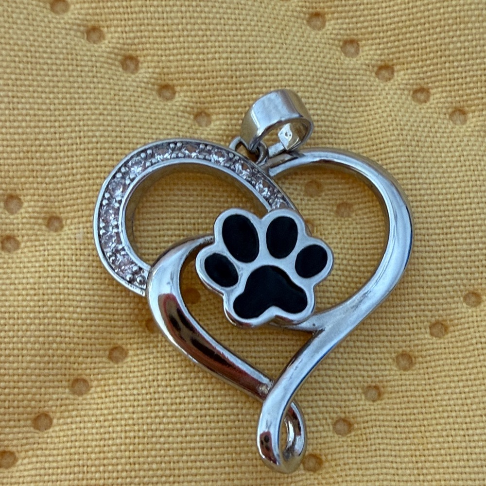 Silver plated Heart and Paw DOG LOVER Pendant